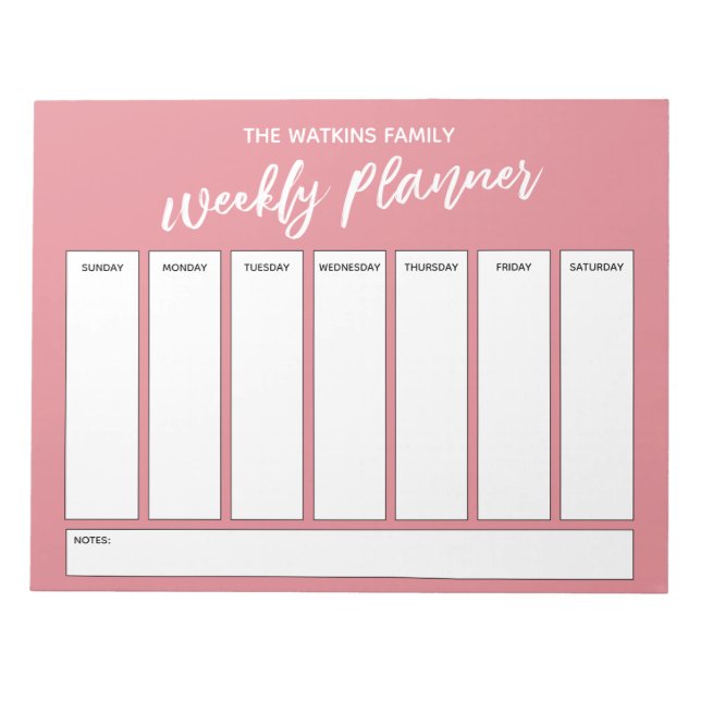 Handwriting Simple Weekly Planner Strawberry Ice Notizblock (Vorderseite)