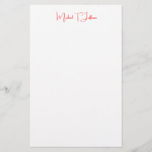 Handwriting-Skript Elegant Schlicht Simple Red Whi Briefpapier