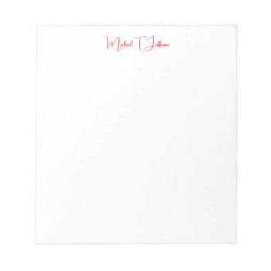 Handwriting-Skript Elegant Schlicht Simple Red Whi Notizblock
