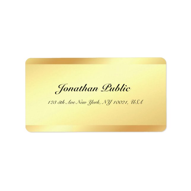 Handwriting-Skript Eleganter Goldname Beruflich Adressaufkleber (Vorne)