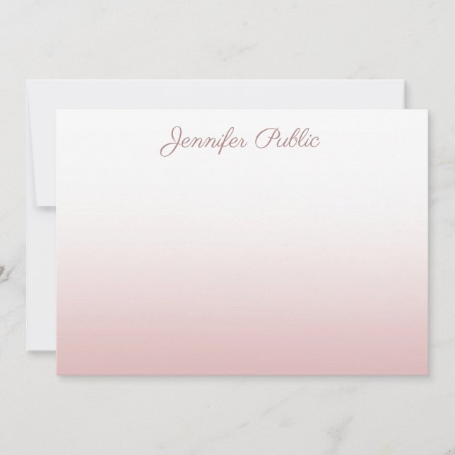 Handwriting-Skriptname Elegante Rose Gold-Vorlage Mitteilungskarte (Vorderseite)