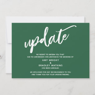 Handwriting storniert Hochzeitsupdate dunkelgrün Einladung