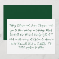 Handwriting Style White and Forest Green Wedding