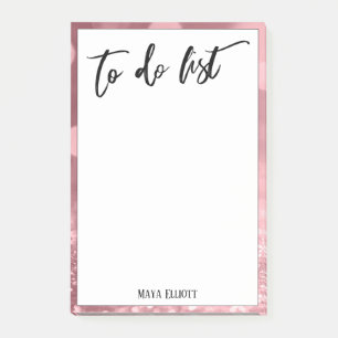 Handwriting To Do List Glitzer Bokeh Rose Gold Post-it Klebezettel
