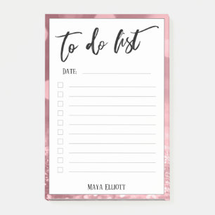 Handwriting To Do List Glitzer Bokeh Rose Gold Post-it Klebezettel