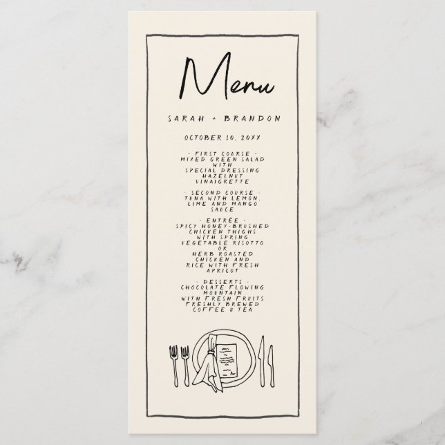 Handwriting Typografy Retro Wedding Menu Menükarte (Vorderseite)