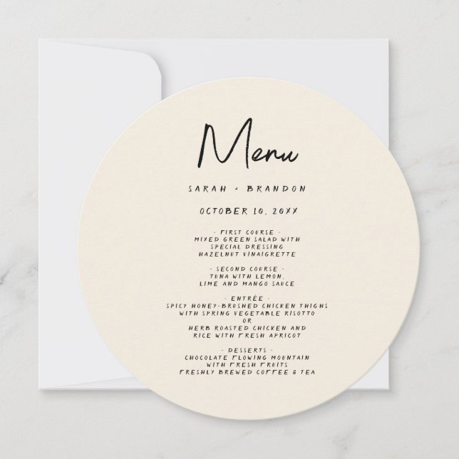 Handwriting Typography Retro Wedding Menu Einladung (Vorderseite)