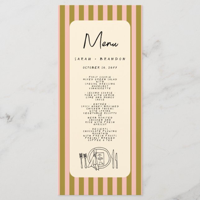 Handwriting Typography Retro Wedding Menu Menükarte (Vorderseite)