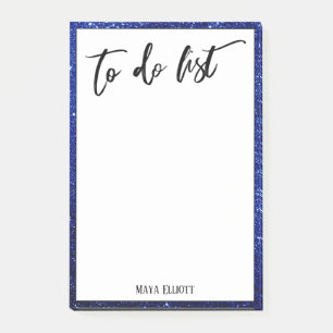 Handwriting, um die blauen Glitzer-Grenzen aufzuli Post-it Klebezettel