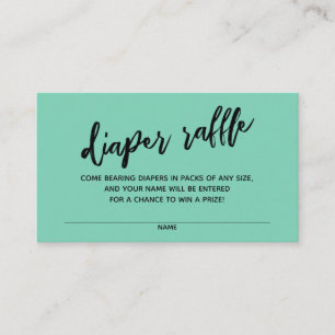 Handwriting Windeln Raffle Ticket Lucite Green Begleitkarte