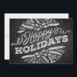 Handwritten Chalkboard Happy Holidays 5x7 Card Feiertagskarte<br><div class="desc">Holiday greetings (here "Happy Holidays") are displayed on this unique and trendy chalkboard style Christmas card. The handwritten typography looks like chalk on blackboard, the chalky Christmas bildliche Elemente (pine Zweige, berries) are arranged in a decorative circle pattern. You can customize the back with your own names and message. With...</div>