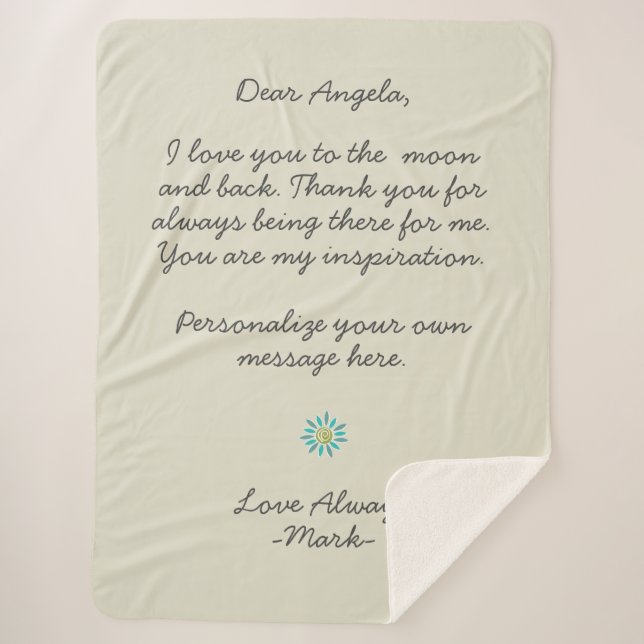 handwritten love letter or message custom  sherpadecke (Vorderseite)