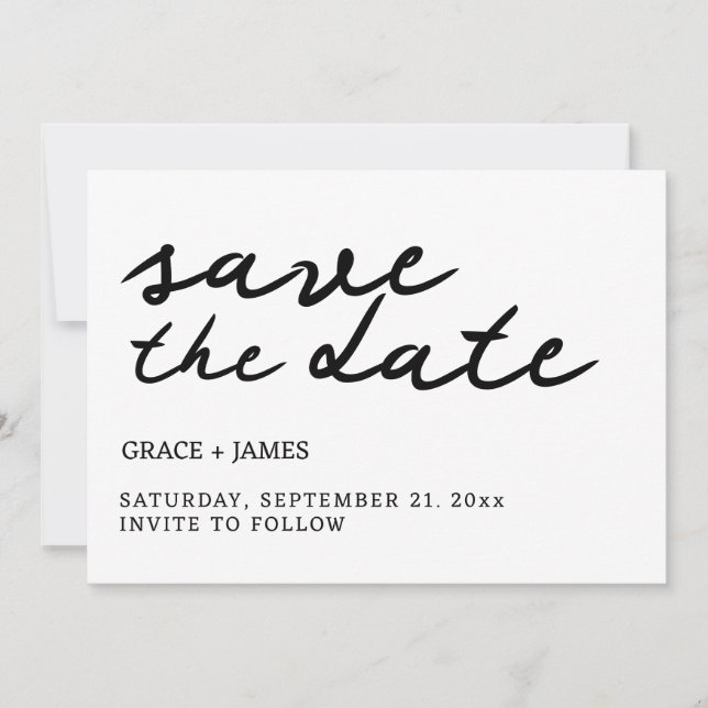 Handwritten Simple Minimalist Typography Wedding Save The Date (Vorderseite)