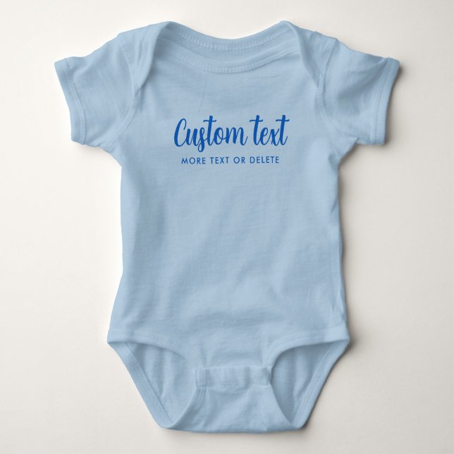 Handwritten Text Name Template One-Pieces Blue Boy Baby Strampler (Vorderseite)