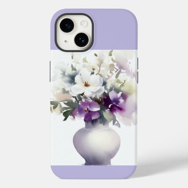 Handy-Abdeckung, Gehäuse mit violetten Blumen Case-Mate iPhone 14 Hülle (Rückseite)