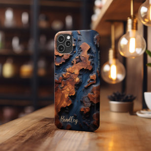 Handy-Case, Navy Blue Resin, Burl Wood Design Case-Mate iPhone Hülle