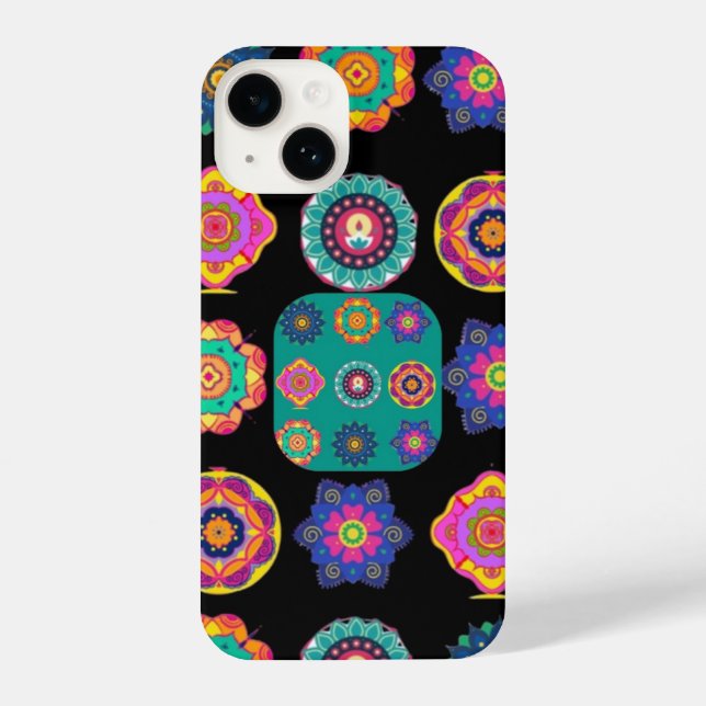 Handy Case schwarz und farbenfroh authentisches De iPhone 14 Hülle (Rückseite)