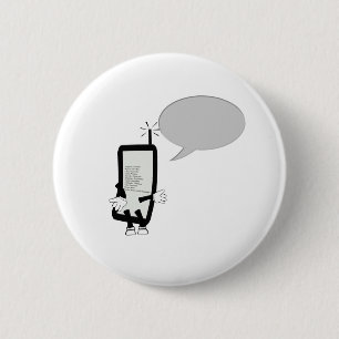 Handy-Charakter, der mit einer Sprache spricht, b Button