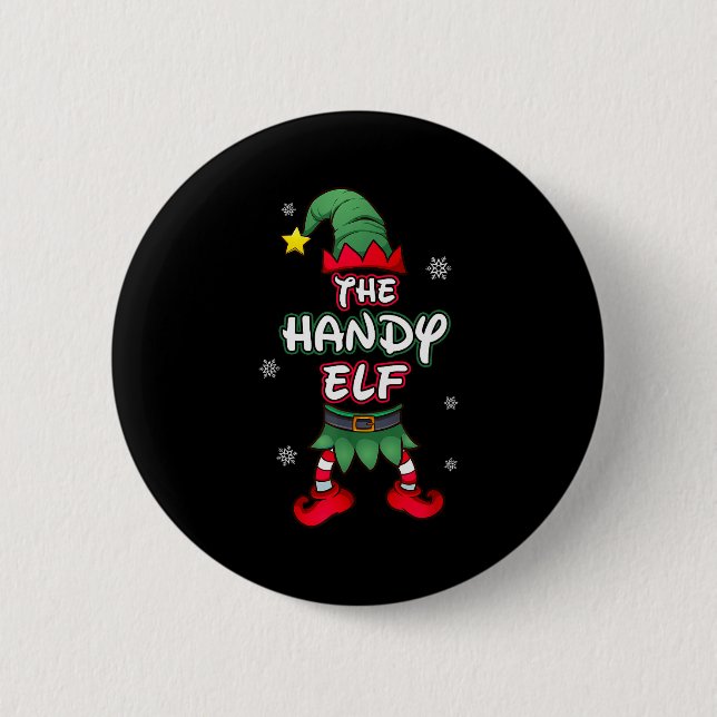 Handy Elf Christmas Pajamas Pjs Matching Family Gr Button (Vorderseite)