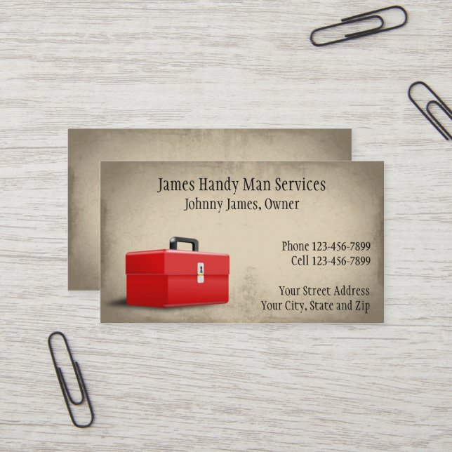 Handy Man Entrepreneur Réparateur Homme Carte de v (Devant/Arrière en situation)