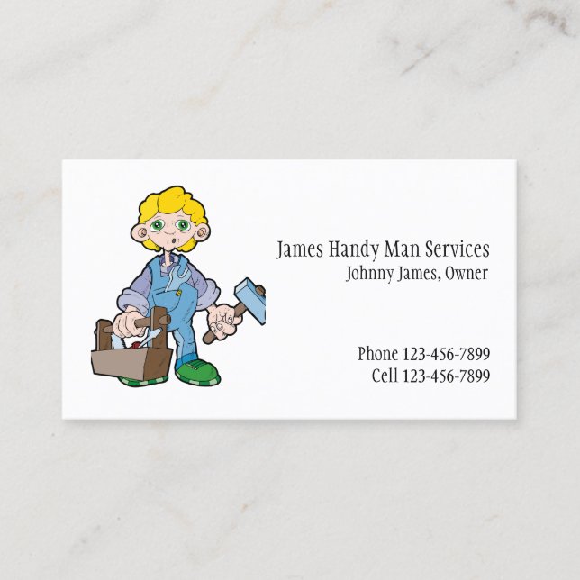 Handy Man Tool Box Contractor Business Card Visitenkarte (Vorderseite)