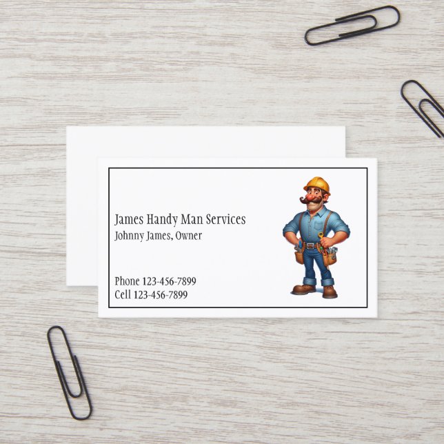 Handy Man Tool Box Contractor Business Card Visitenkarte (Vorderseite/Rückseite Beispiel)
