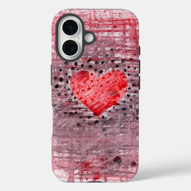 Handy mit Bild eines Herzens iPhone 16 Hülle (Rückseite)