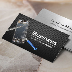 Handy Reparatur Service Black Metal Visitenkarte