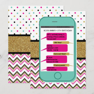 Handy Simse Einladung - Teen Birthday