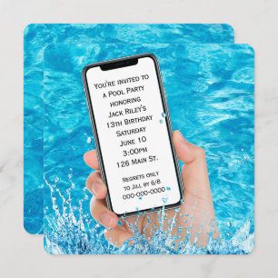 Handy Text 13. Geburtstag Pool Party Einladung