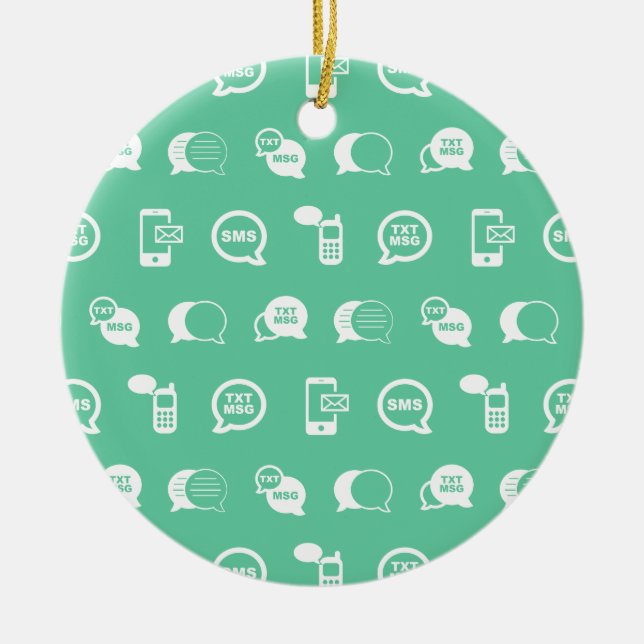 Handy-Textnachricht und E-Mail als Aquamarines Des Keramik Ornament (Vorne)