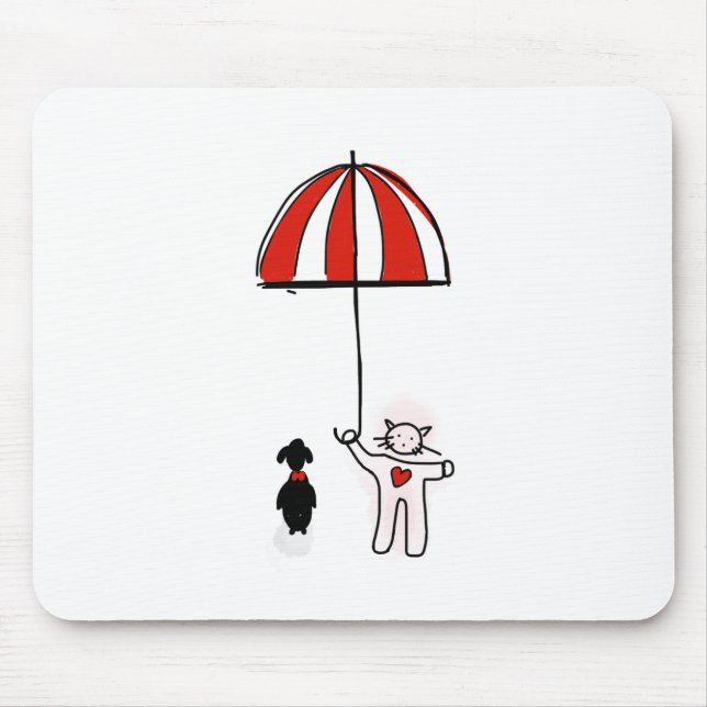 Handy Wallpaper Cat Dog Schirmhund Mousepad (Vorne)