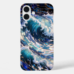 Handyhülle Ästhetik Dunkle Ozeanwelle Blau iPhone 16 Plus Hülle