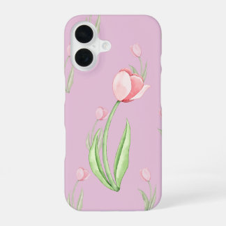 Handyhülle mit rosa Hintergrund und Tulpen iPhone 16 Hülle