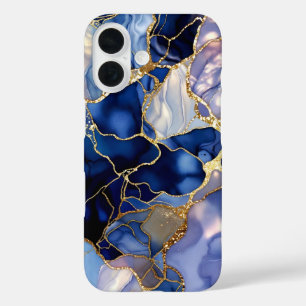 Handyhülle Navy Marmor Gold Abstract Luxus iPhone 16 Hülle