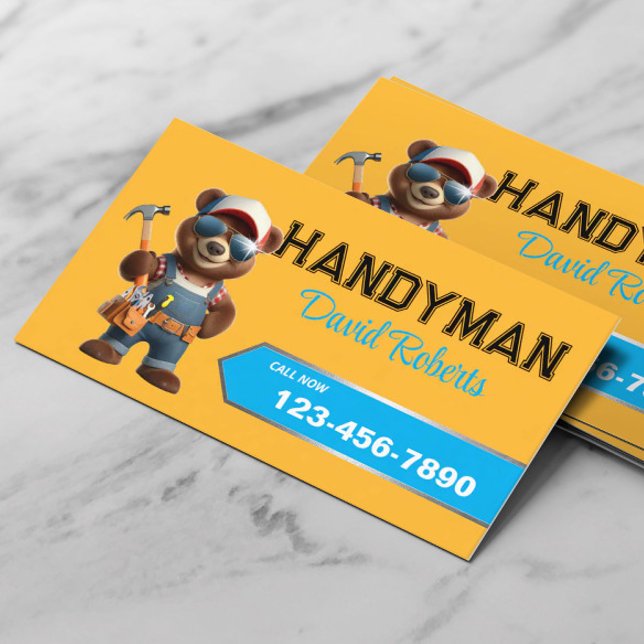 Handyman Bear Carpenter House Reparatur Schlicht G Visitenkarte (Von Creator hochgeladen)