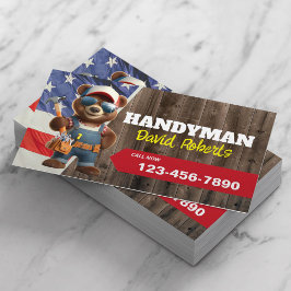 Handyman Bear Repair Service Patriotic Visitenkarte
