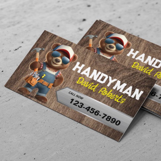 Handyman Bear Woodworker House Reparaturservice Ho Visitenkarte (Von Creator hochgeladen)