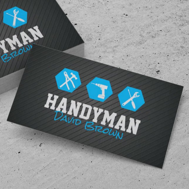 Handyman Beruflich House Repair Blue Metal Visitenkarte (Von Creator hochgeladen)