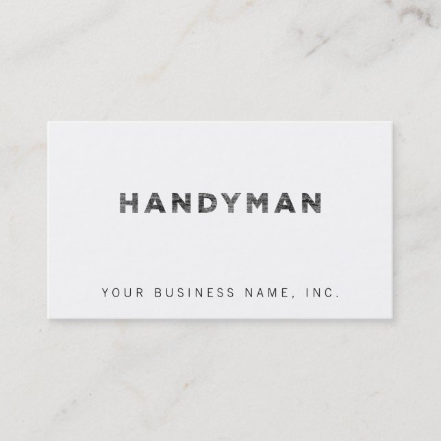 Handyman [Black Faux Letterpress Style] Visitenkarte (Vorderseite)