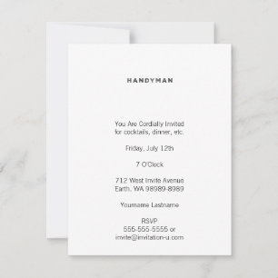 Handyman [Black Letterpress Style] Einladung