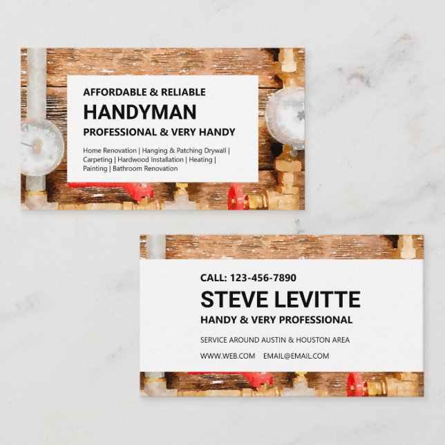 Handyman Business Card - Water Guage Visitenkarte (Vorne/Hinten)
