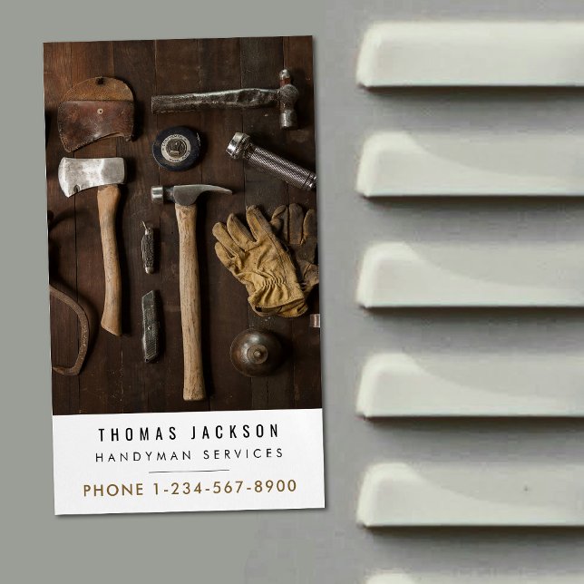 Handyman Carpenter Tools Foto QR Code Magnetische Visitenkarte (Handyman Carpenter Tools Photo QR Code Business Card Magnet)