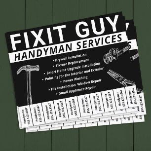 Handyman Carpentry Tee Off Phone Number Flyer