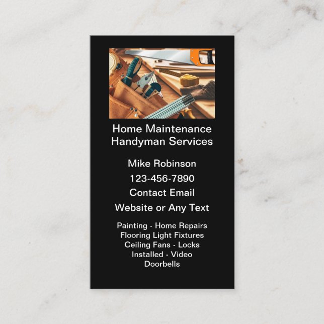 Handyman Cartes de visite de maintenance à domicil (Devant)
