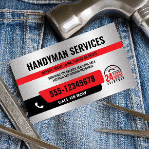 HANDYMAN DRUCKREPARATUR 24/SILBER SCHWARZ ROT VISITENKARTE
