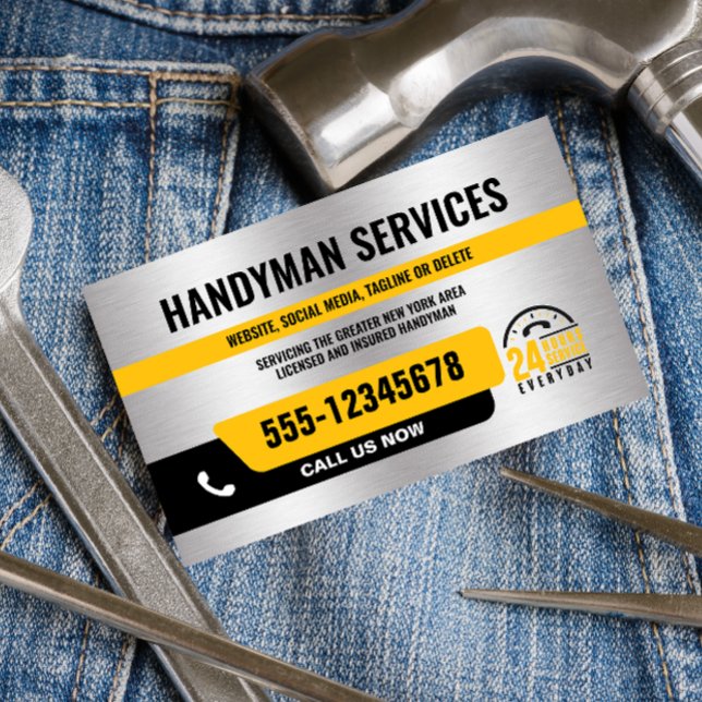 HANDYMAN DRUCKREPARATUR 24/SILBER SCHWARZGELB VISITENKARTE (Von Creator hochgeladen)