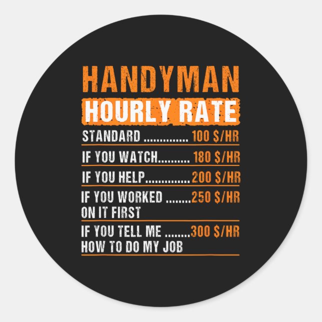 Handyman Funny Hourly Rate Meme - Daddy Grandpa  Runder Aufkleber (Vorderseite)