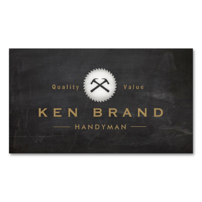 Handyman Hammer und Round Saw Magnetische Visitenkarte (Vorderseite)