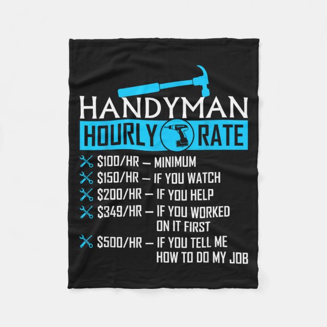 Handyman Hourly Rate Humor Carpenter Funny Handy M Fleecedecke (Vorderseite)